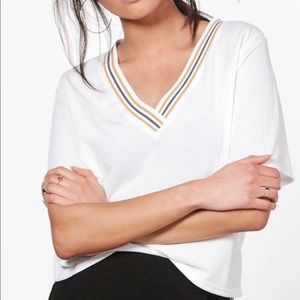 Relaxed Boyfriend Crop Top (White)